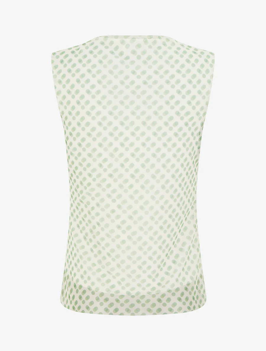 Mouwloze top van tule met stippen - Groen - Image 2
