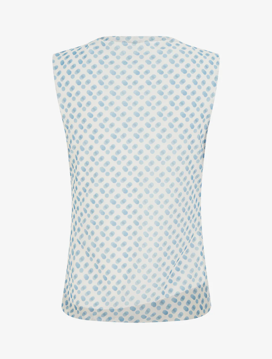 Mouwloze top van tule met stippen - Blauw - Image 2