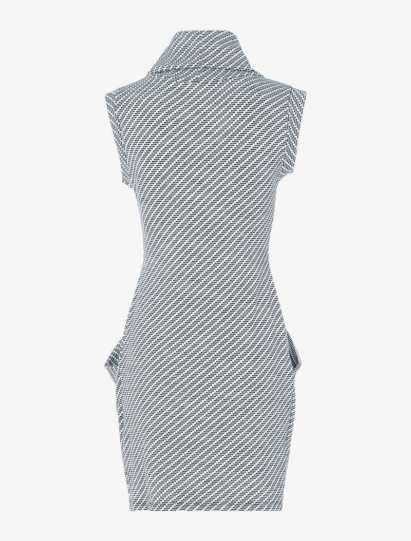 Mouwloze trui-jurk met geplooide panelen - zwart - Image 2