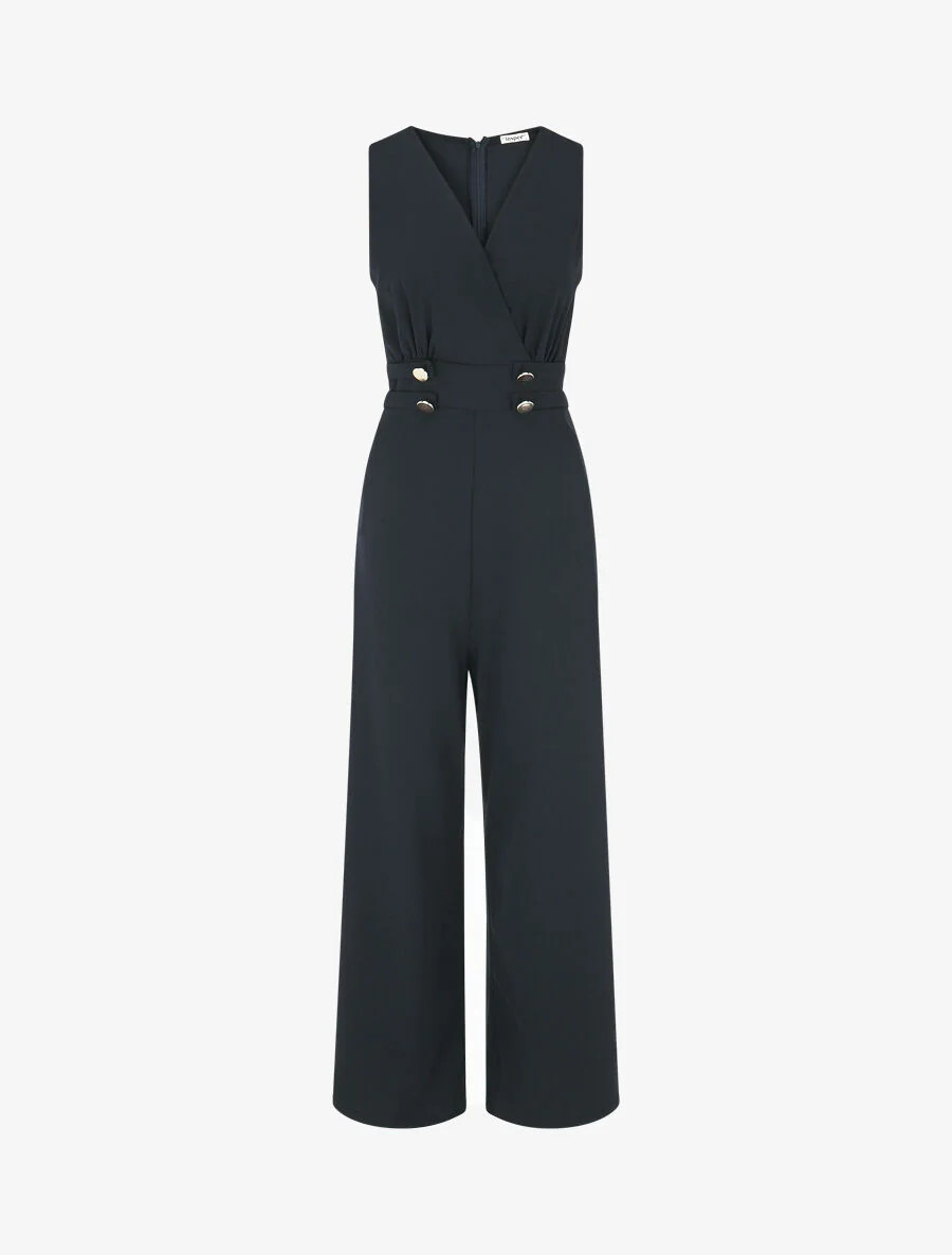 Mouwloze. uitlopende jumpsuit - Donkerblauw