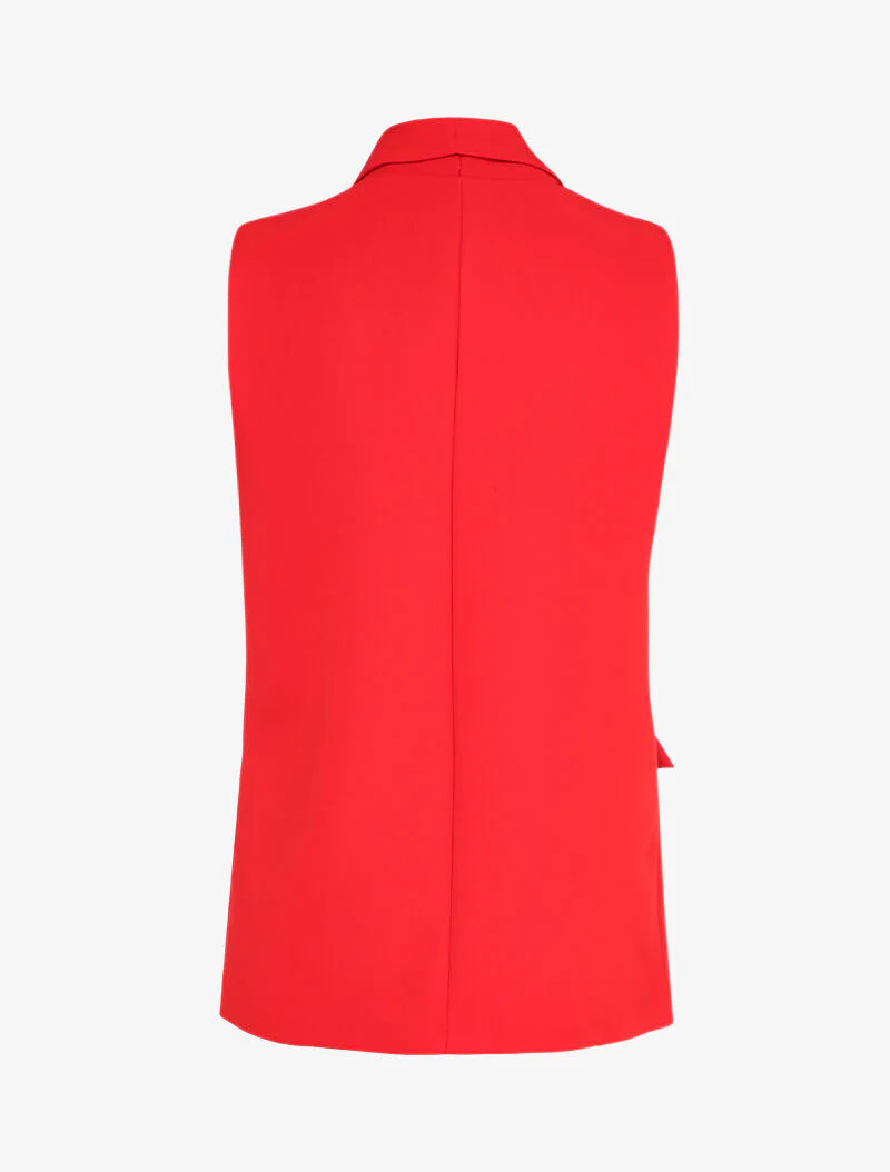 Mouwloos vest met reverskraag en decoratieve zakken - Rood - Image 2