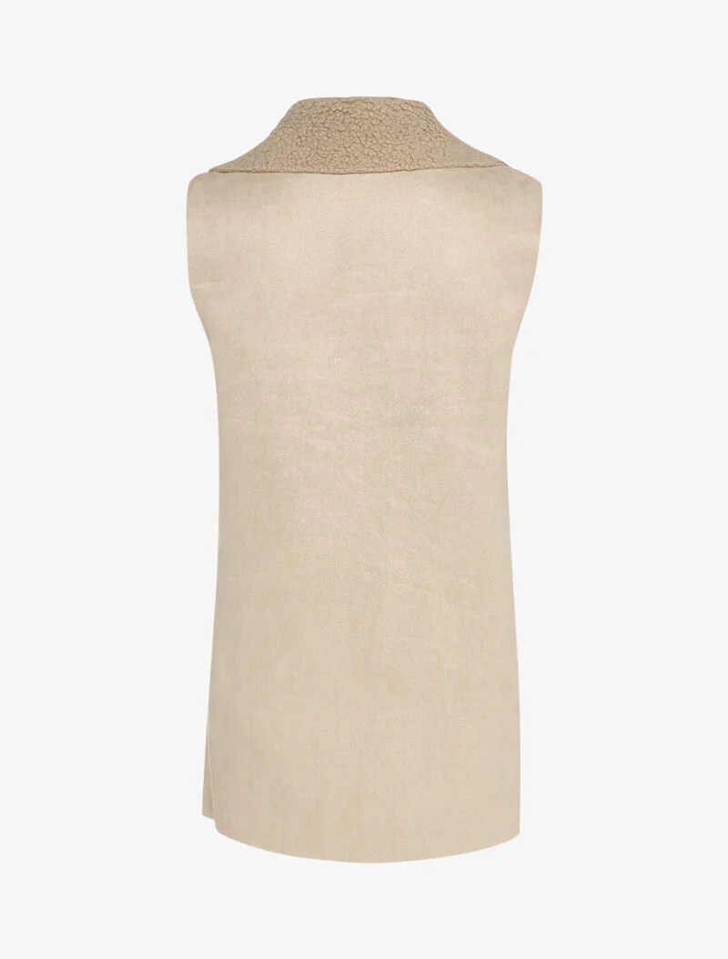 Mouwloos vest in omgekeerde schapenvachtstijl - Beige - Image 2
