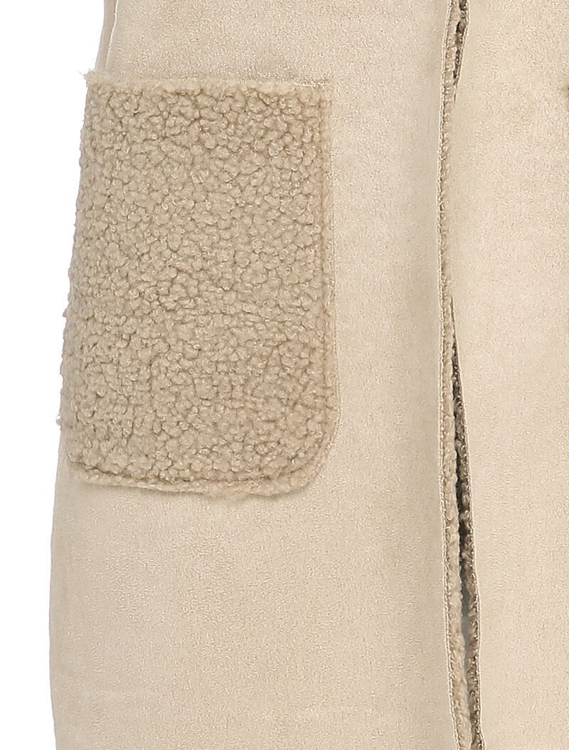 Mouwloos vest in omgekeerde schapenvachtstijl - Beige - Image 3