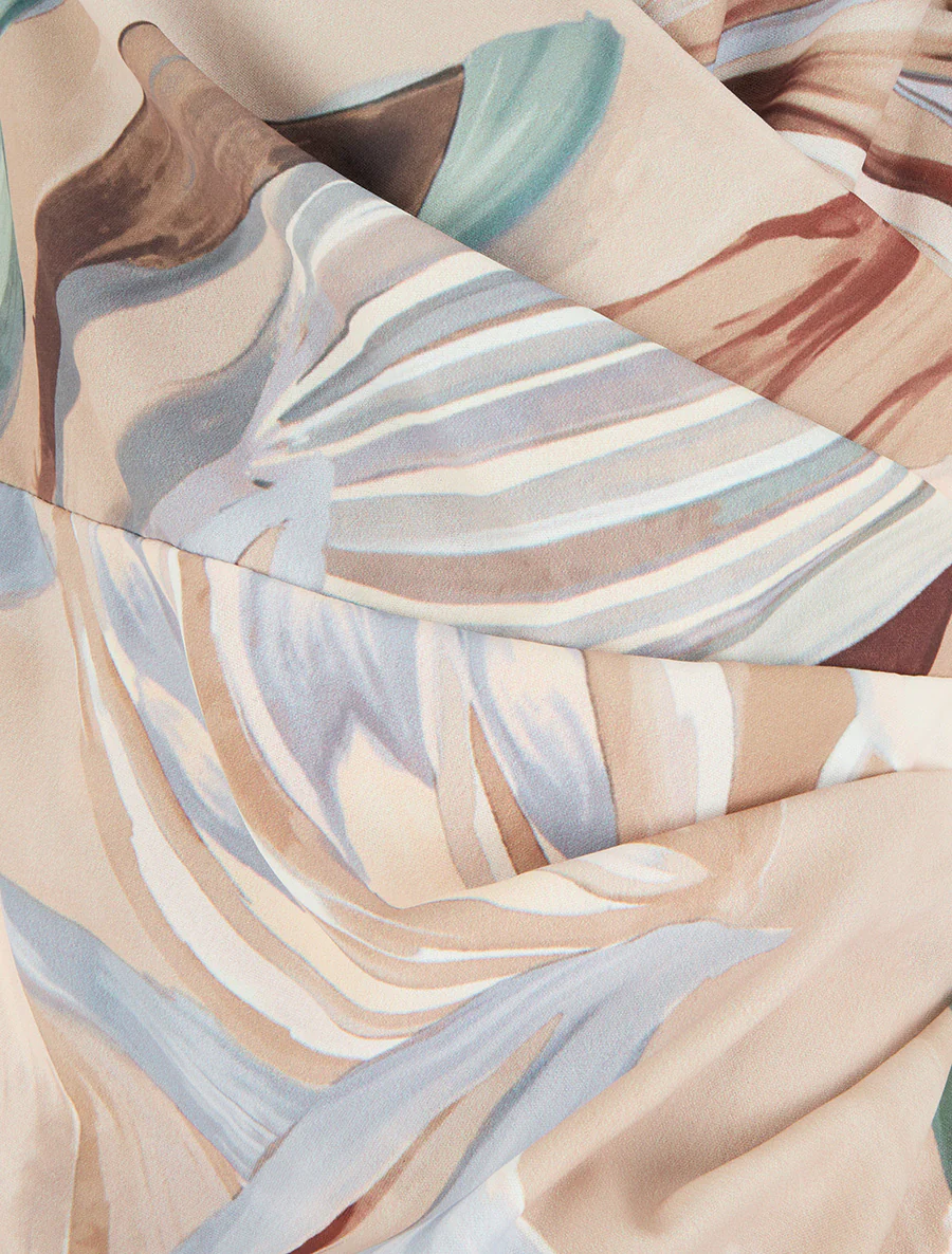 Mouwloze wikkeljurk met leliebloemenprint. - Beige - Image 3