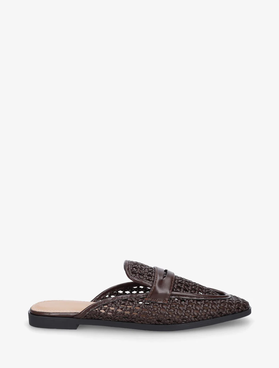 Muiltjes in mocassin-stijl met gevlochten effect - Bruin
