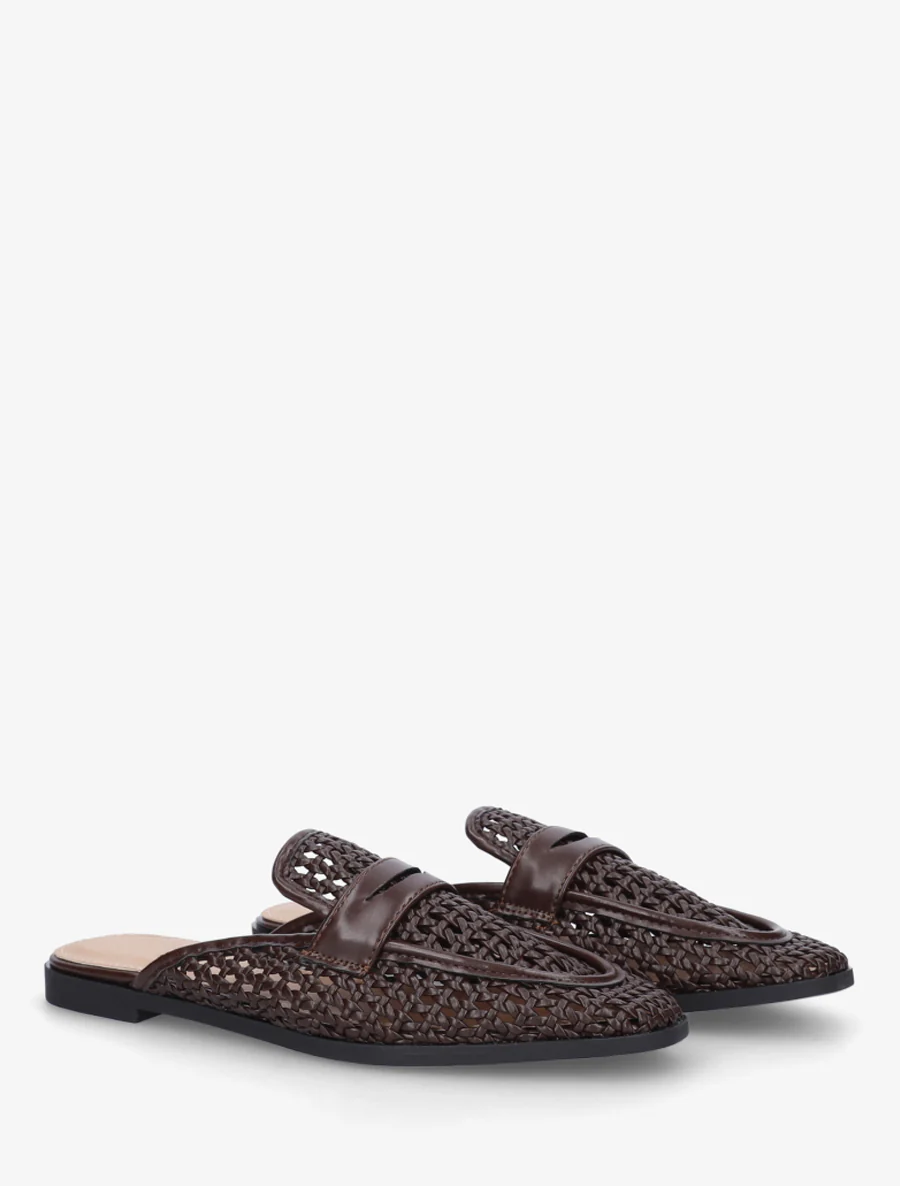 Muiltjes in mocassin-stijl met gevlochten effect - Bruin - Image 4