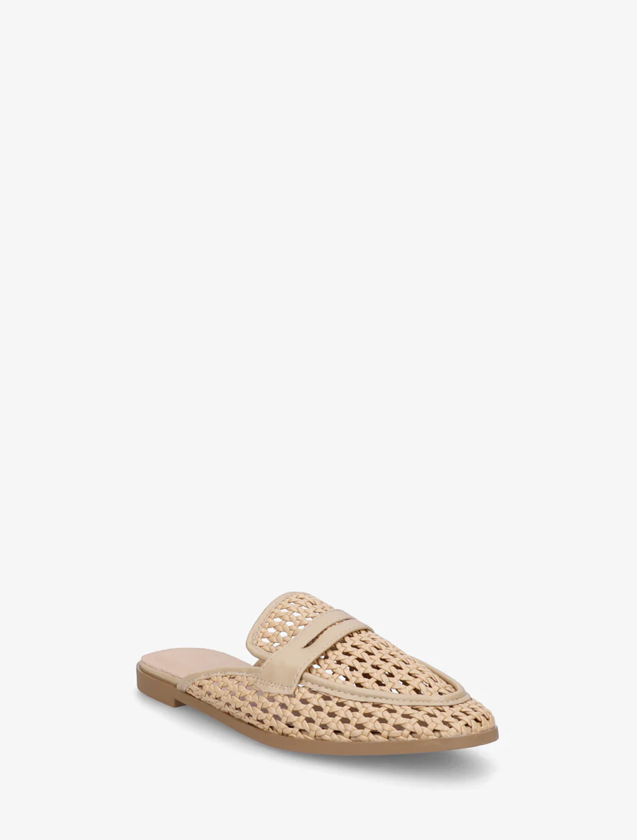 Muiltjes in mocassin-stijl met gevlochten effect - Donker beige - Image 2