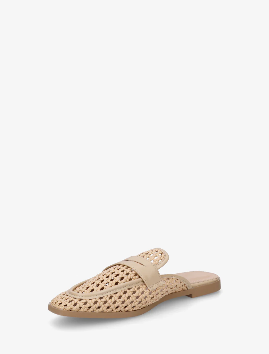 Muiltjes in mocassin-stijl met gevlochten effect - Donker beige - Image 3
