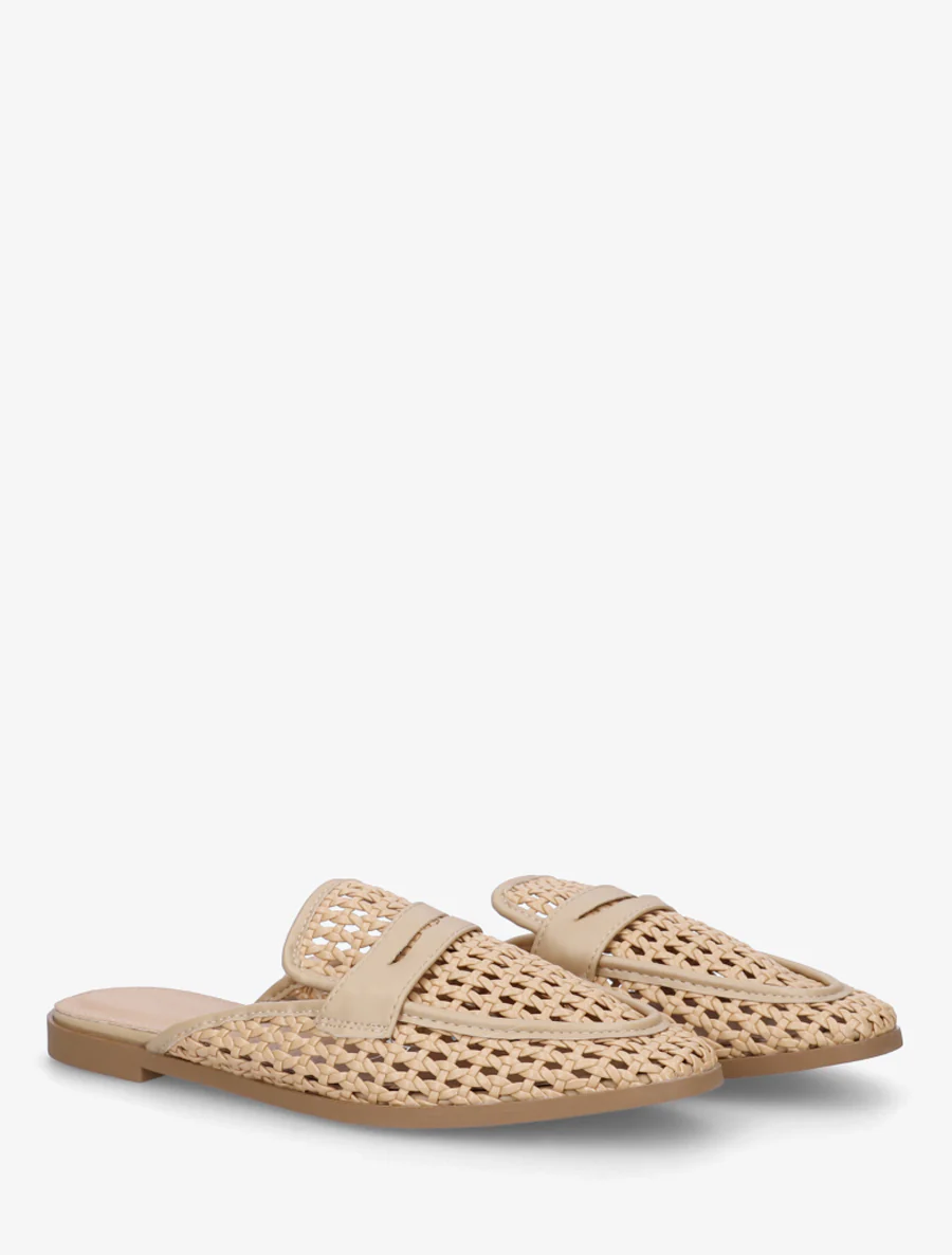 Muiltjes in mocassin-stijl met gevlochten effect - Donker beige - Image 4