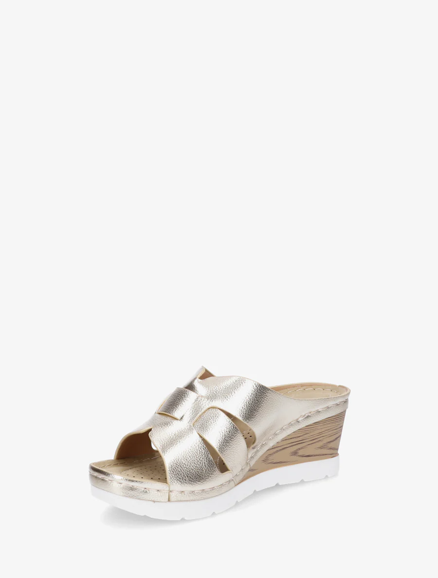 Muiltjes met houten zool effect - Goud - Image 3