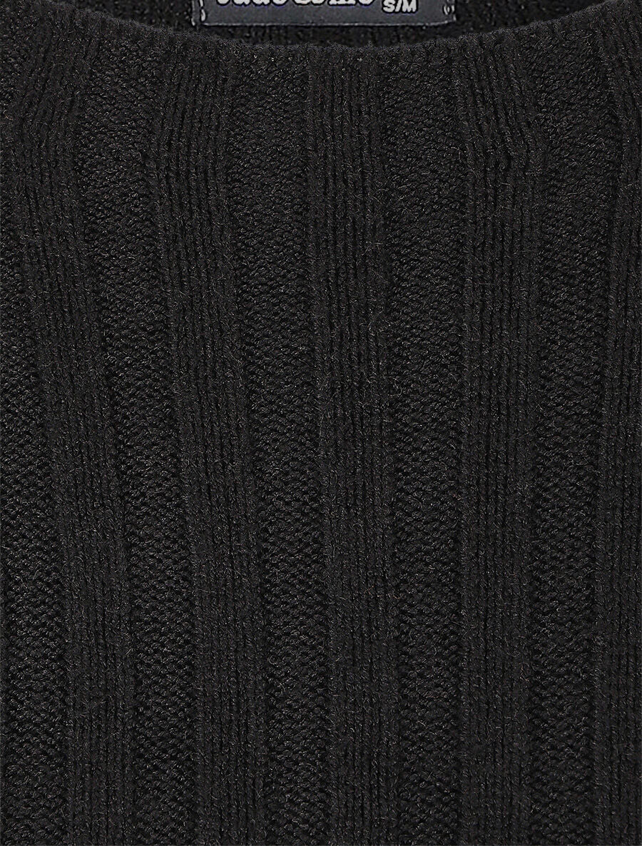 Nauwsluitende ribtrui met opstaande kraag - Zwart - Image 3