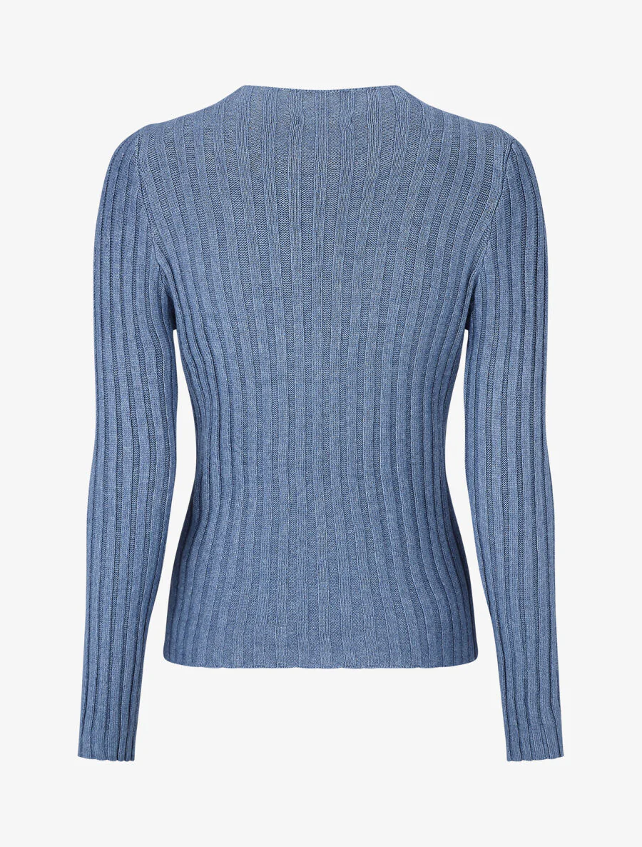 Nauwsluitende ribtrui met opstaande kraag - blauw - Image 2