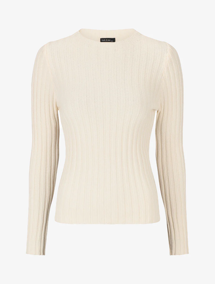 Nauwsluitende ribtrui met opstaande kraag - Beige