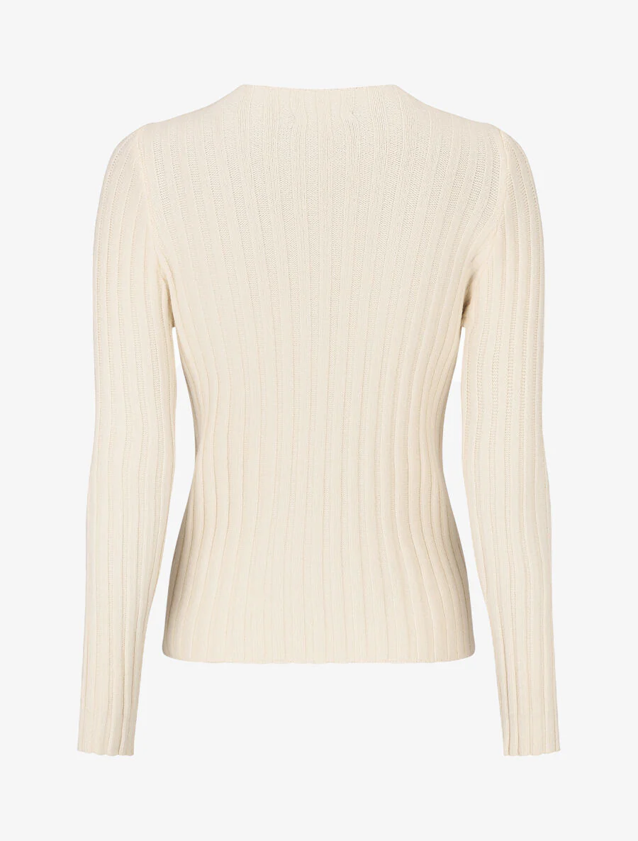 Nauwsluitende ribtrui met opstaande kraag - Beige - Image 2