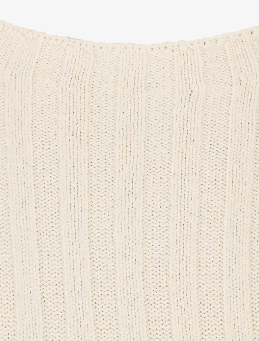 Nauwsluitende ribtrui met opstaande kraag - Beige - Image 3