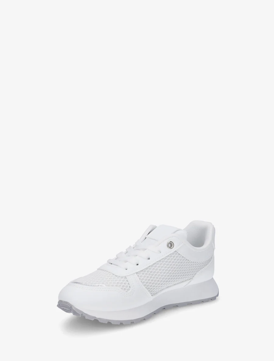 Nep leren sneakers en iriserende stof met ritssluiting - Wit - Image 3