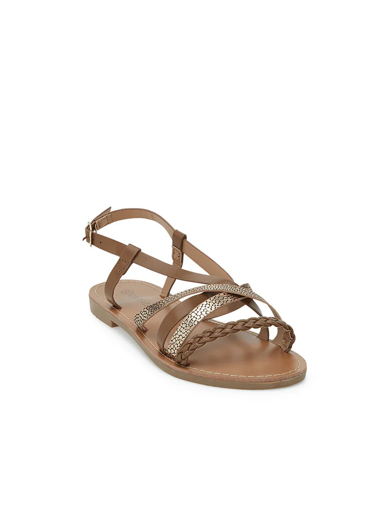 Textuur sandalen - camel - Image 2