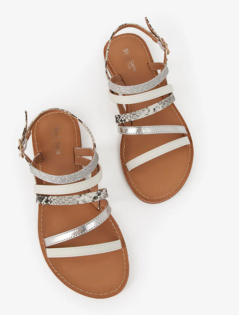 Sandalen met meerdere bandjes met dierenprint - wit