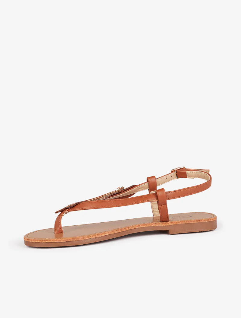 Dubbele blad strass sandalen - camel - Image 4