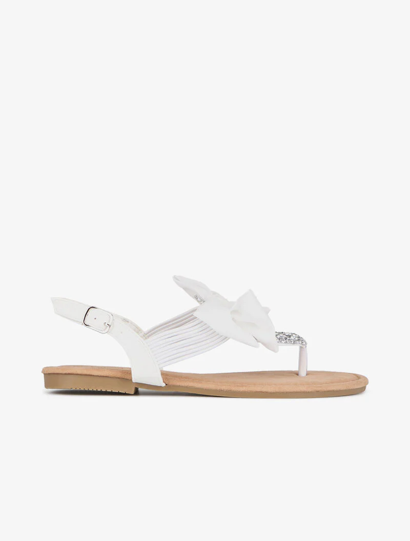 Strass sandalen en met strik - wit - Image 2