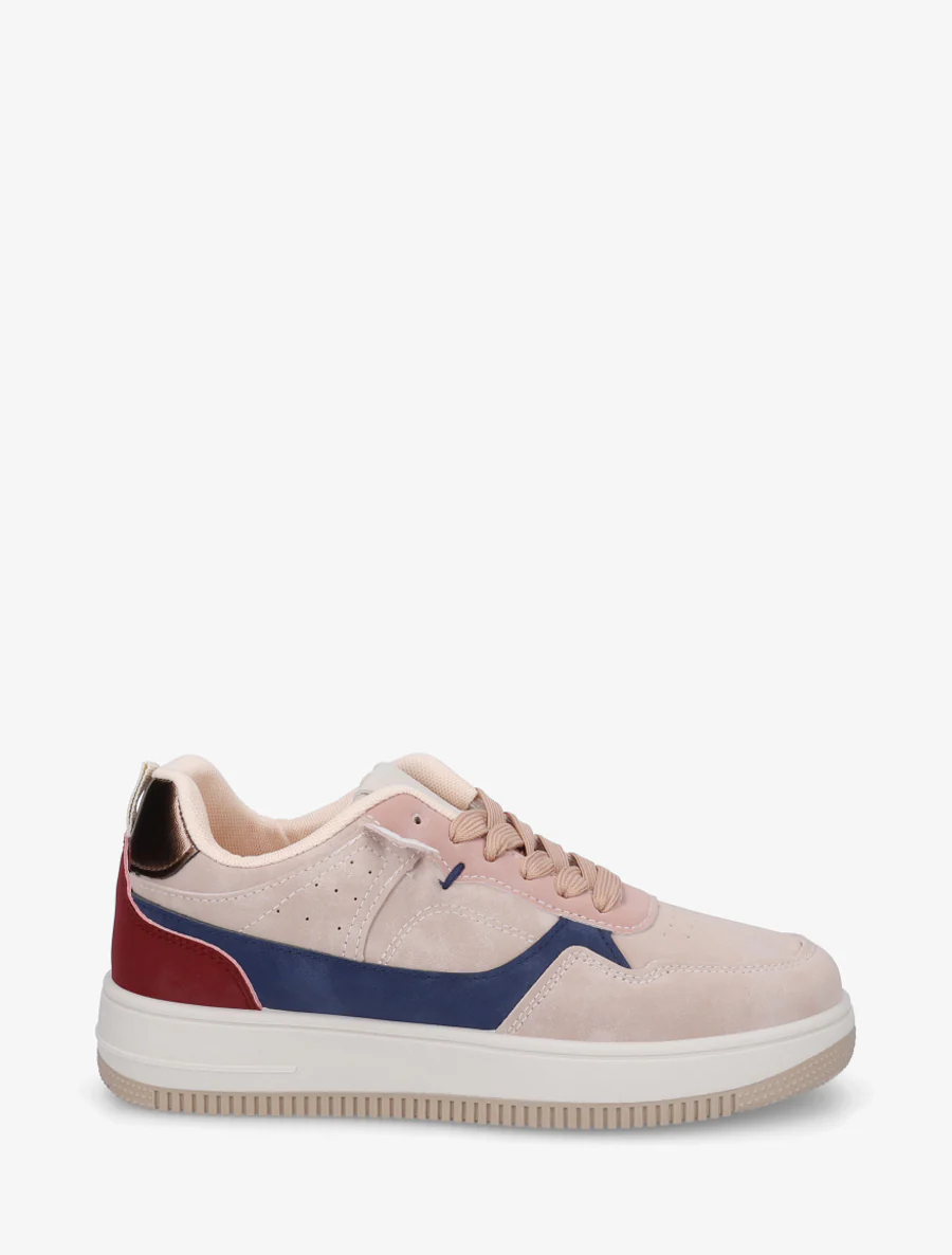 Nubuck-effect sneakers met dikke zool - Roos