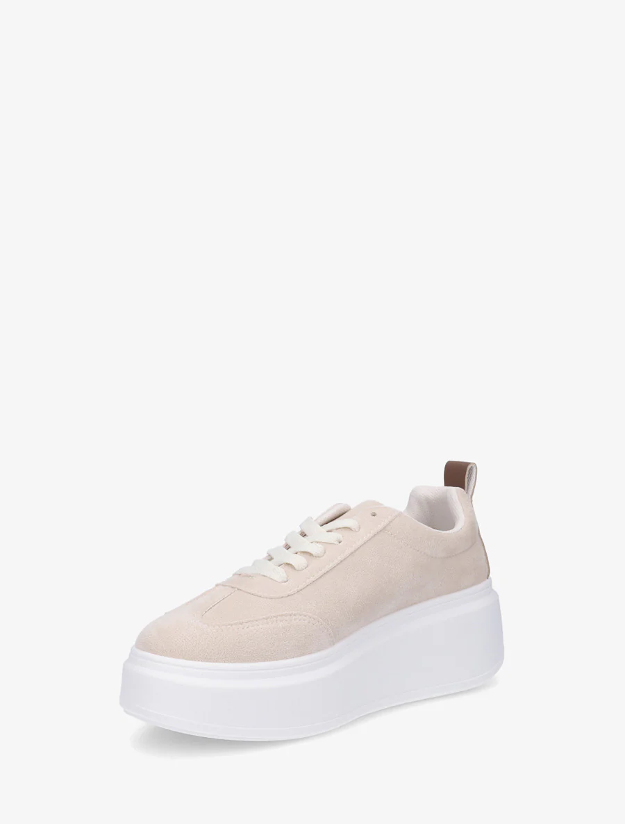 Nubuck-effect sneakers met strepen - Beige - Image 3
