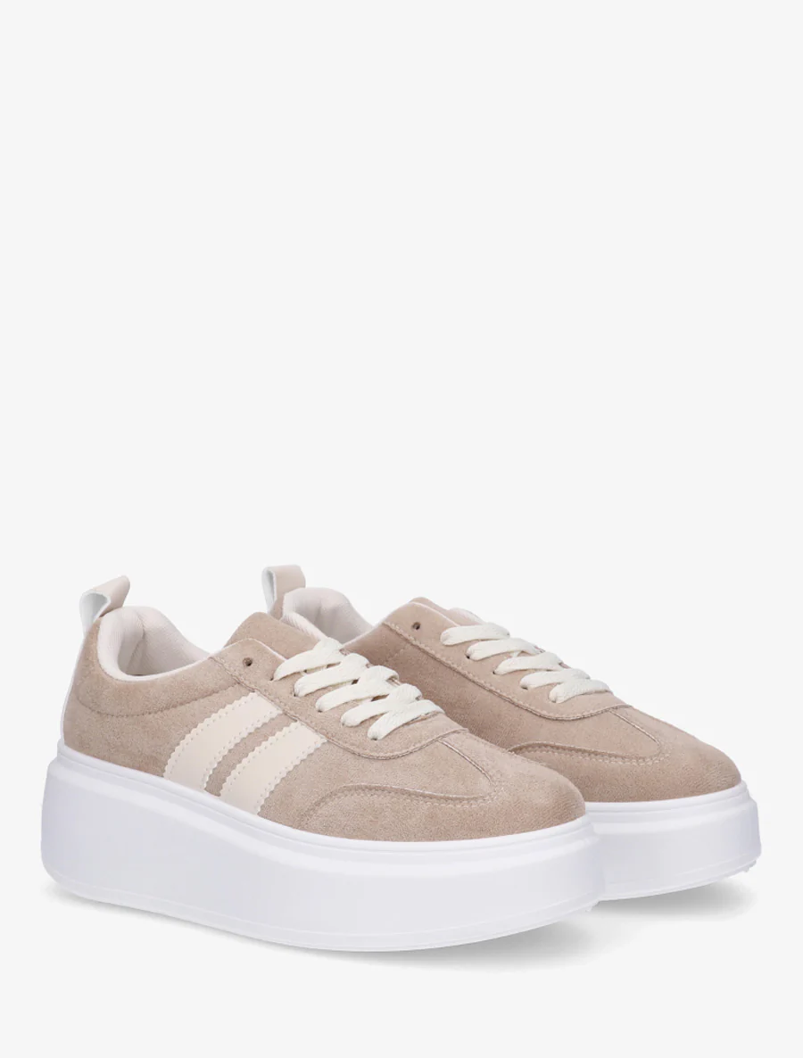 Nubuck-effect sneakers met strepen - Mol - Image 4