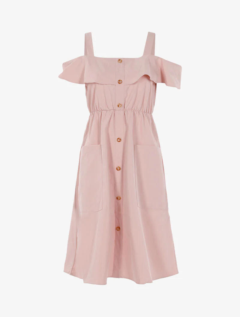 Off-shoulder jurk - roze