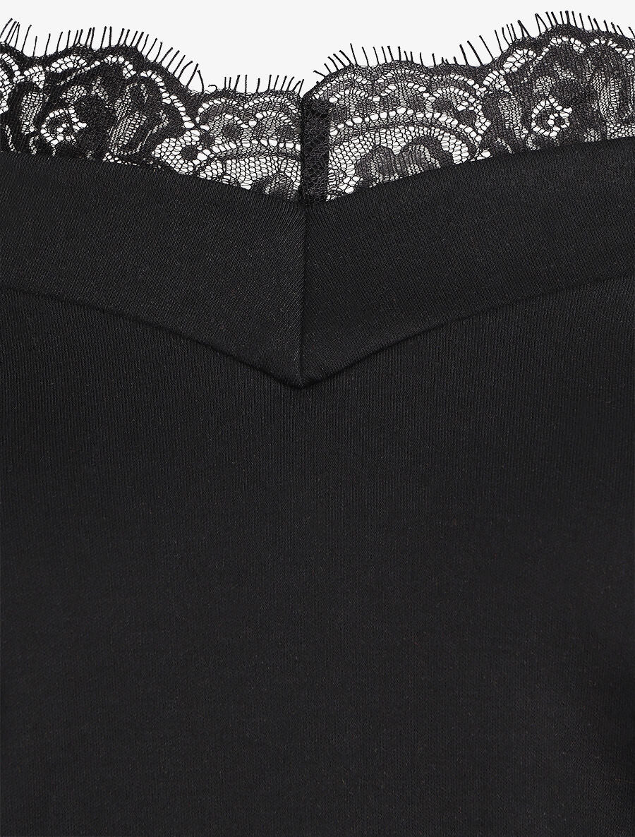 Off-shoulder top met trompe-l'oeil - zwart - Image 3