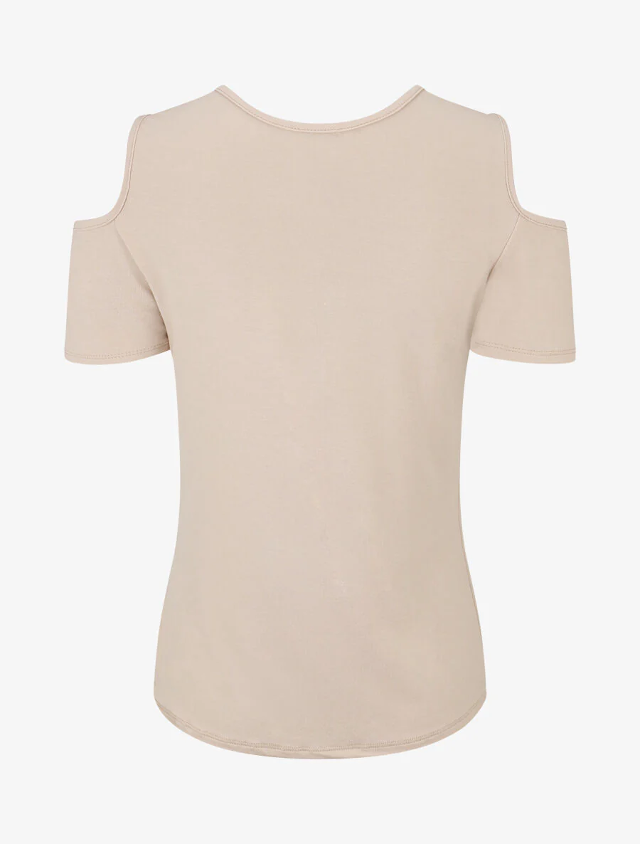 Off-the-shoulder top met korte mouwen - Beige - Image 2