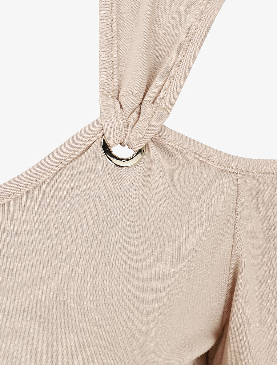 Off-the-shoulder top met korte mouwen - Beige - Image 3