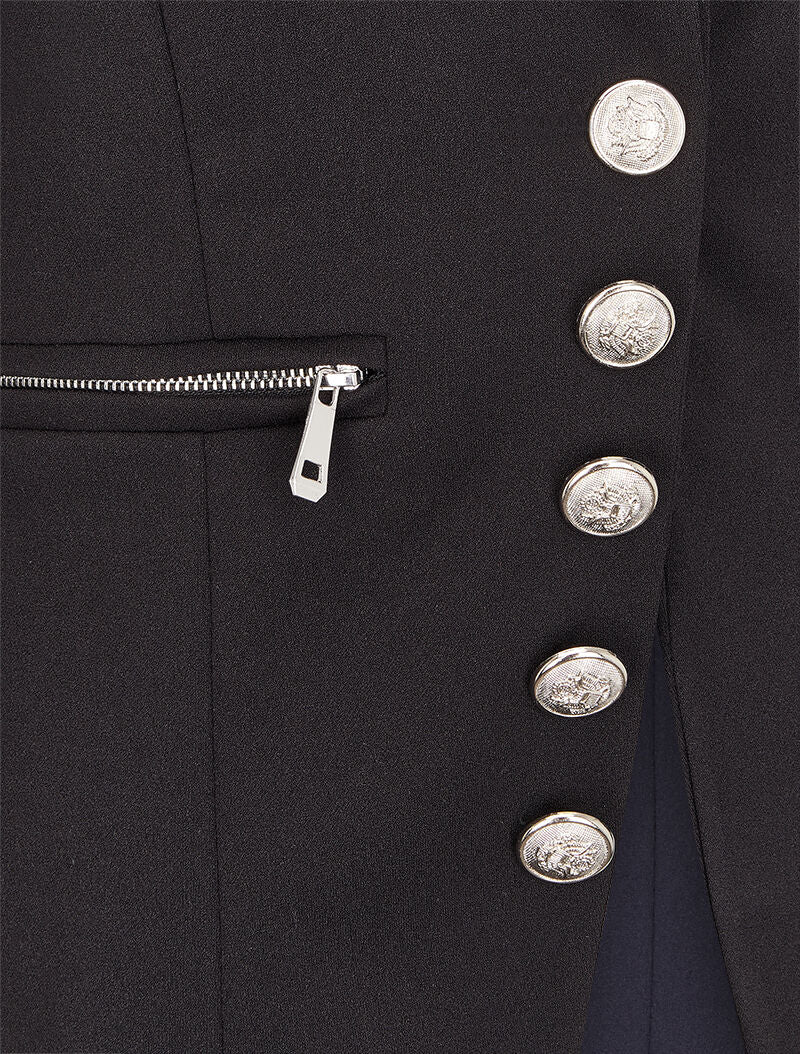Officiersblazer met decoratieve knopen - Zwart - Image 3