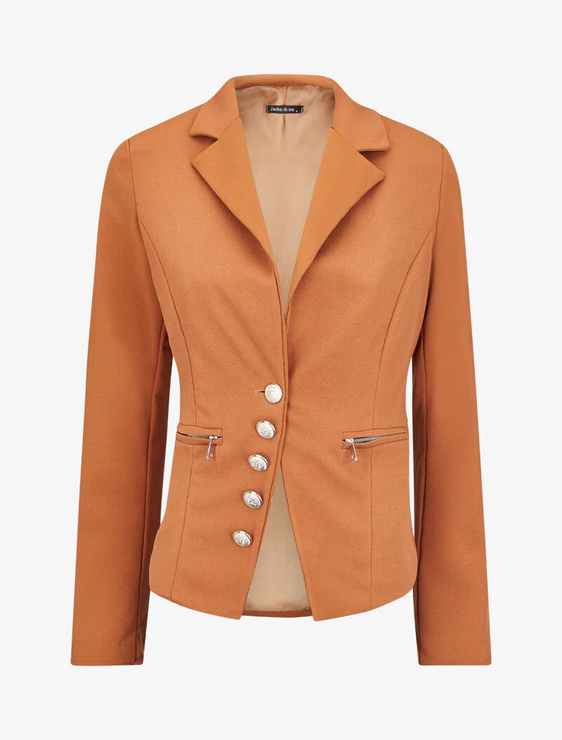 Officiersblazer met decoratieve knopen - Camel - Image 2