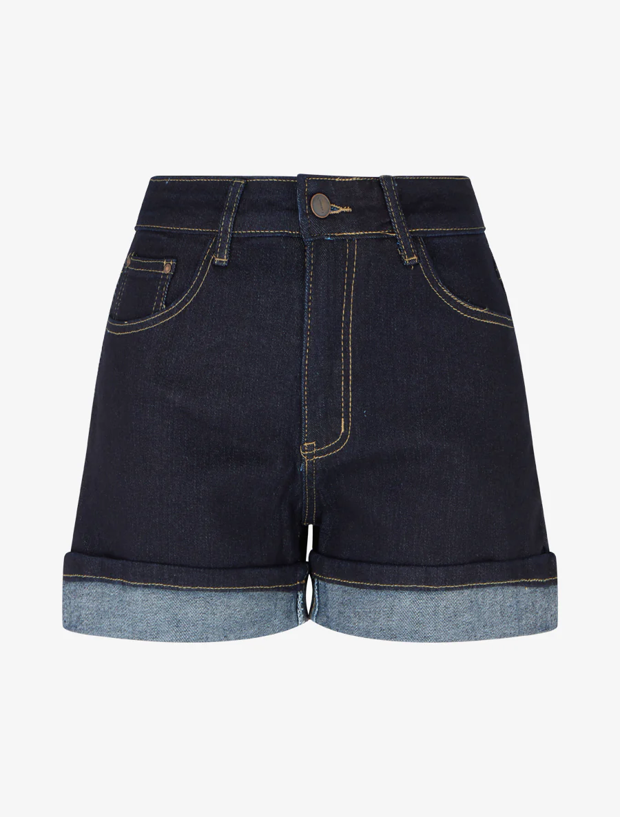 Omgeslagen spijkershort - Ongerept blauw