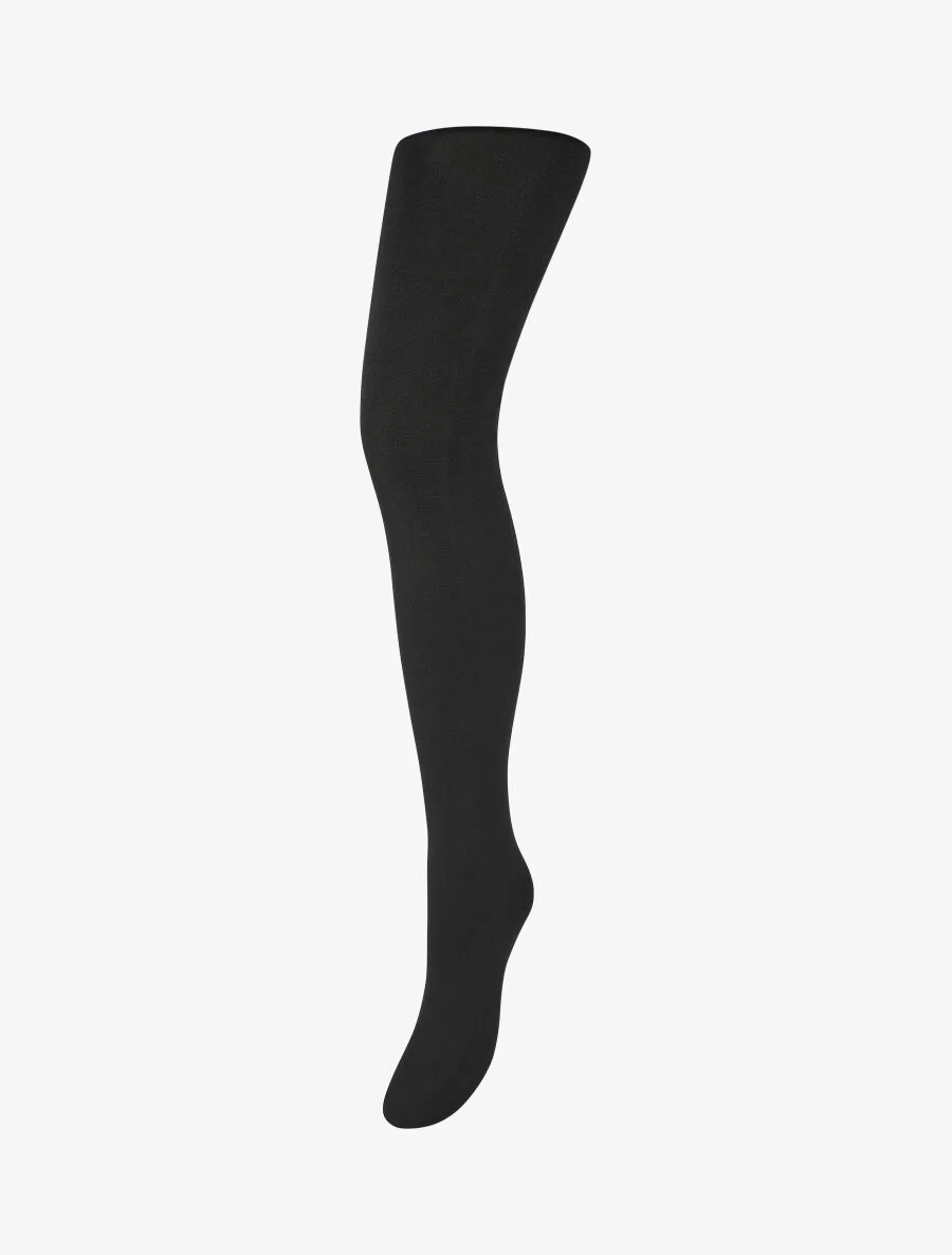 Opaake panty's met fleecevoering - Zwart