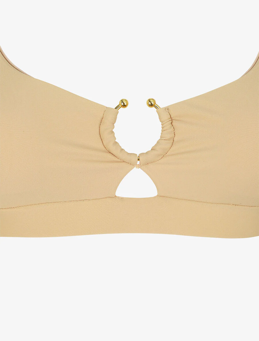 Ongepaarde bikini met ring - beige - Image 4