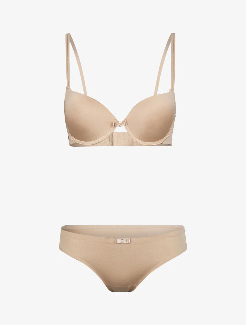 Onzichtbare satijnen set - nude