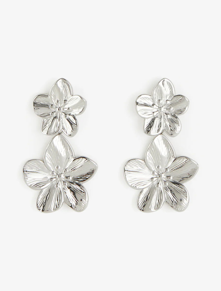 Oorbellen met hangend bloemenmotief - Geld - Image 2