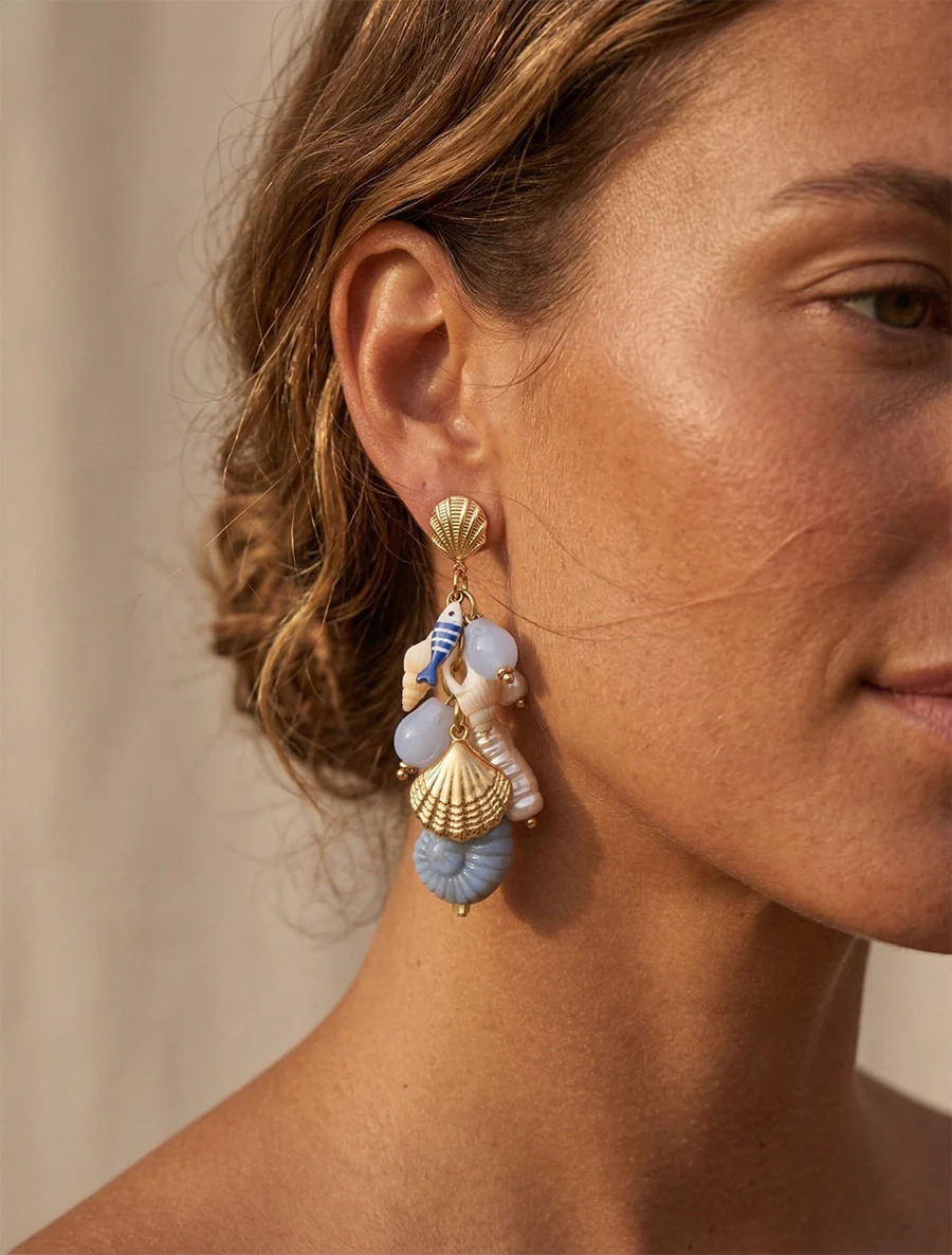 Oorbellen met zeevaartmotief - Blauw