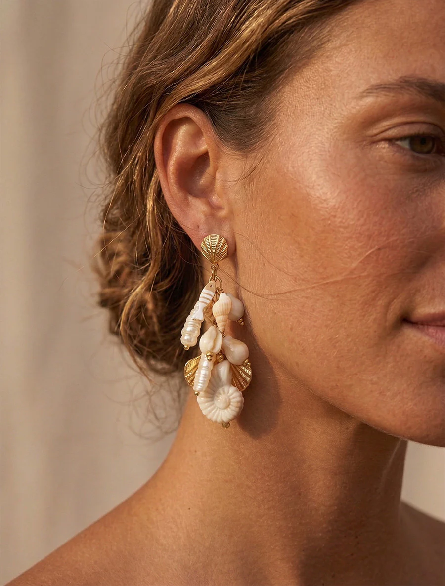 Oorbellen met zeevaartmotief - Beige