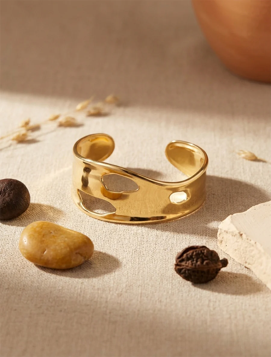 Open armband gesmolten effect - Goud