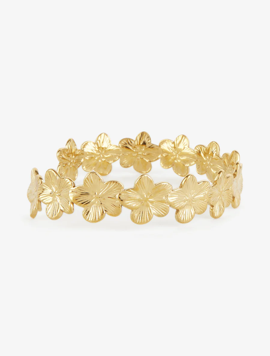Open armband met bloemenmotief - Goud - Image 2