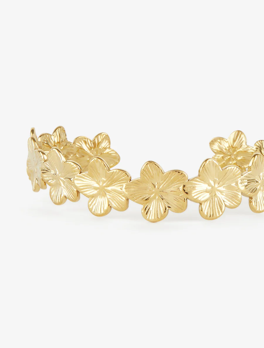 Open armband met bloemenmotief - Goud - Image 3