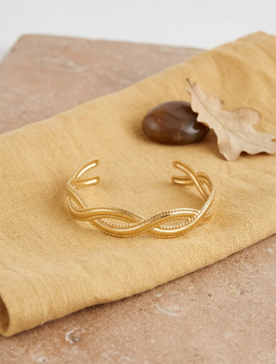 Open armband met bohemien vlechtwerk - Goud
