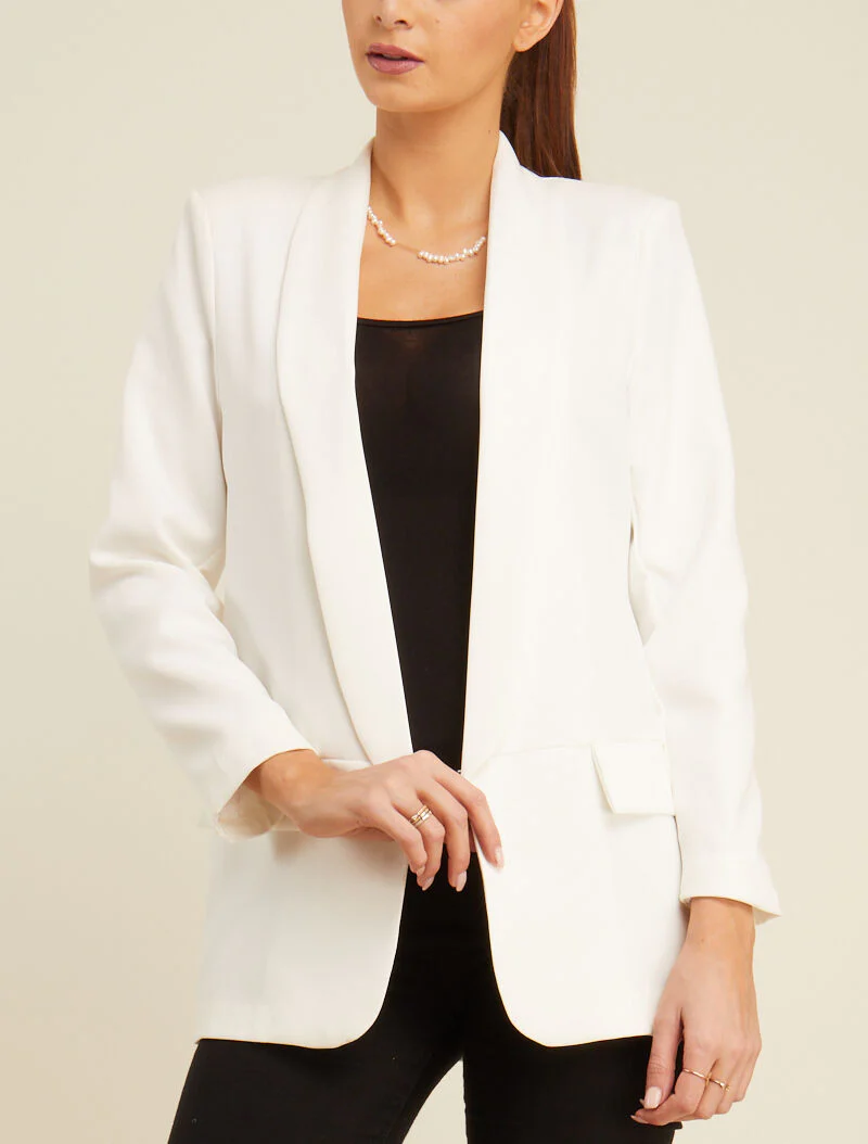 Open blazer met nepzakken - ecru