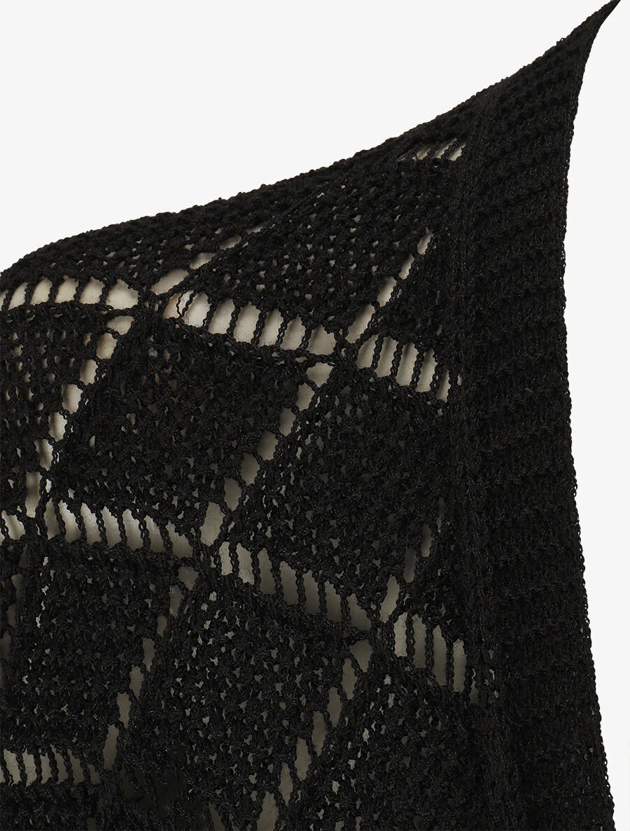 Open gebreid vest - Zwart - Image 3