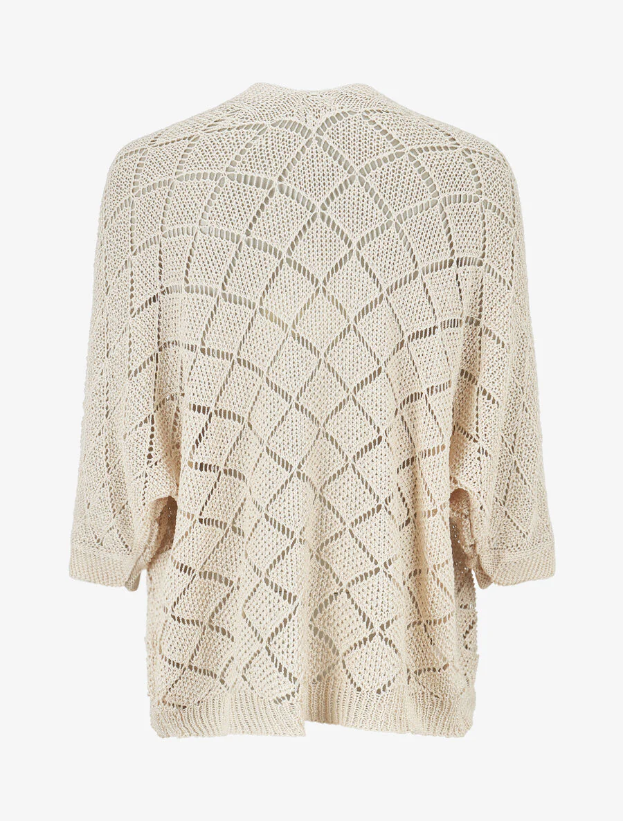 Open gebreid vest - Beige - Image 2