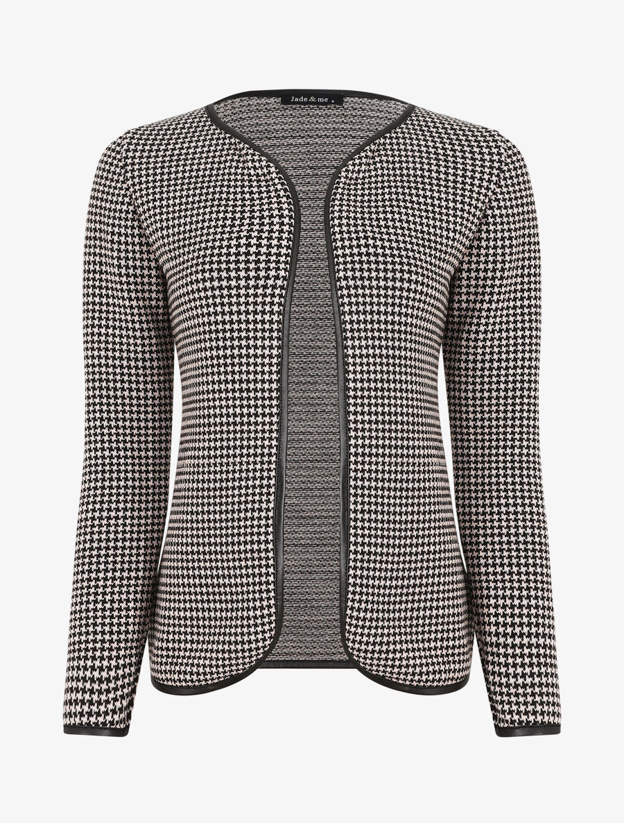 Open gilet met visgraat print - lichtroze