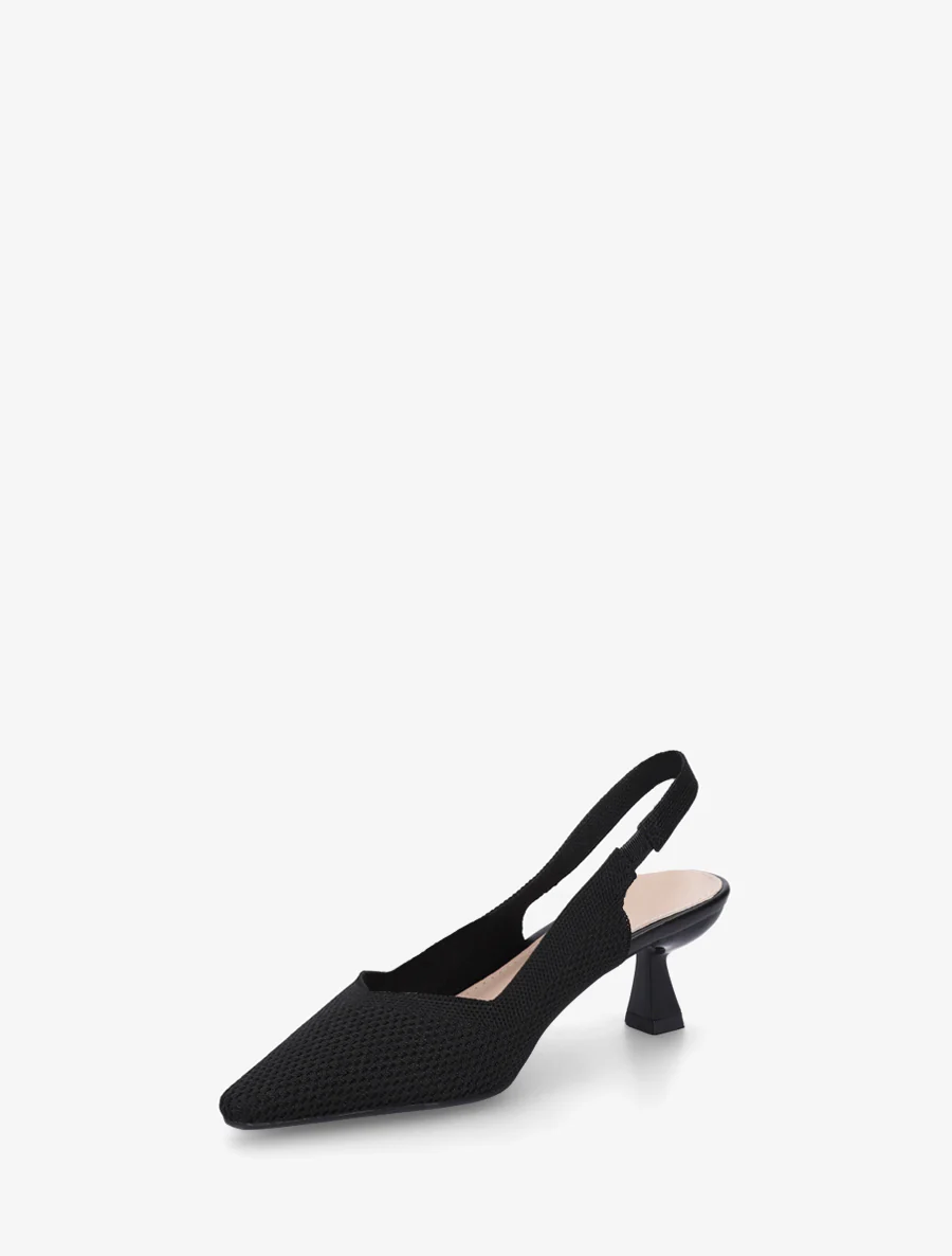 Open hiel pumps van stof - Zwart - Image 3