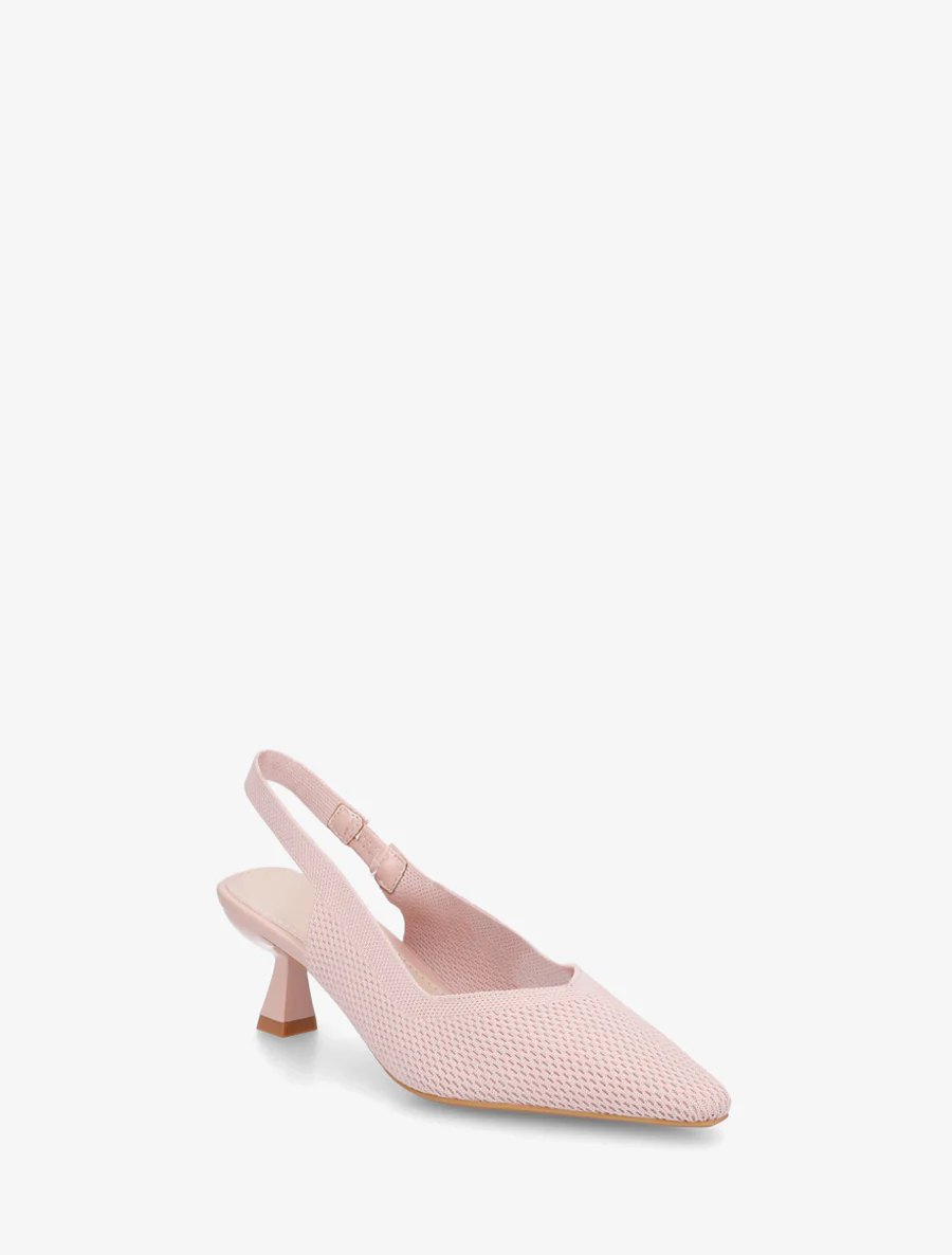 Open hiel pumps van stof - Roos - Image 2